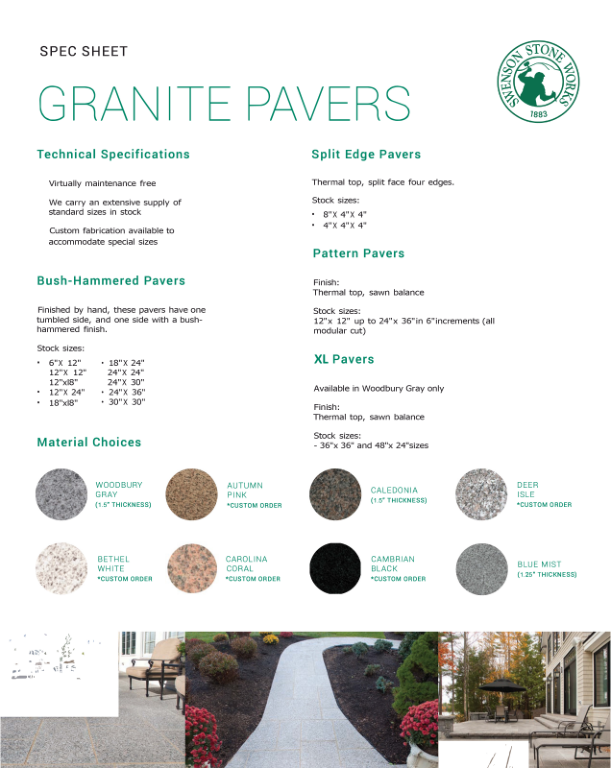 Pavers Spec Sheet
