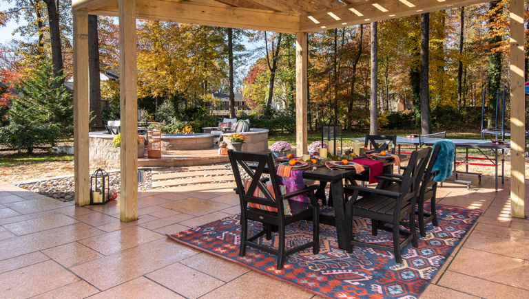 Textures, Colors and Patterns Bring Life to an Expansive Outdoor Living Space Designed With Natural Stone